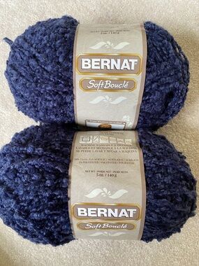 2 Skeins Bernat Soft Boucle Yarns Color #22931 Blue Shades